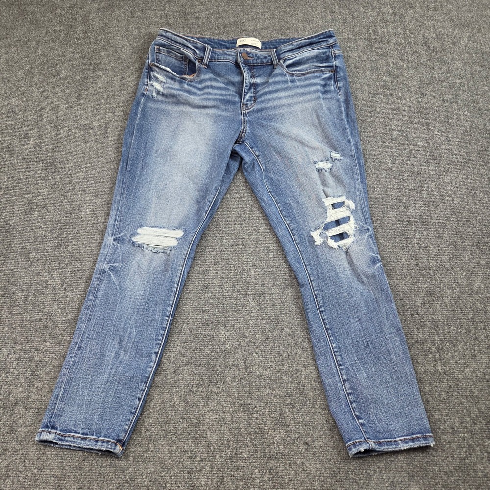 BKE Payton Jeans Womens 35 Blue Distressed Mid Rise Ankle Skinny Denim Casual